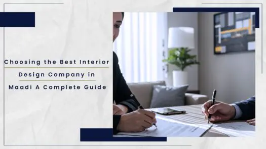 Two individuals engaged in a discussion while reviewing documents during an interior design consultation.