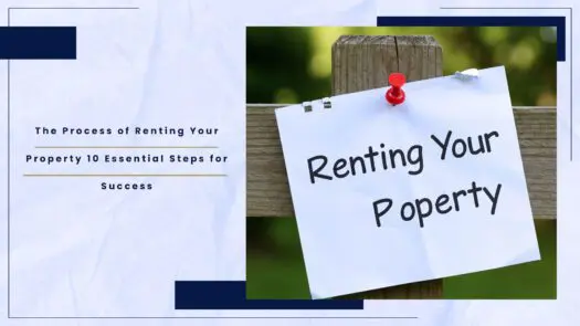 Sign on a wooden post that reads 'Renting Your Property' with a red pushpin holding it in place.