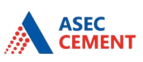 Logo of ASEC Cement featuring a blue triangle with red dots and the text 'ASEC CEMENT'.