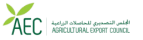 Logo of the Agricultural Export Council (AEC) with green leaves and text in Arabic and English.