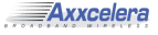 Axxcelera Broadband Wireless logo featuring stylized text in blue and gray with a dynamic design.