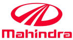 Red Mahindra logo featuring a stylized 'M' with sweeping lines, representing the automotive brand.