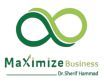 Logo of Maximize Business by Dr. Sherif Hammad featuring an infinity symbol and text in green.
